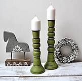 Svietidlá a sviečky - Drevené svietniky zelené - vintage - 2 kusy - 14242404_