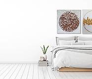 Obrazy - Predám abstrakné obrazy, kruh, mandala. Maľované na plátno v drevenom ráme. Farba: biela, šedá, hnedá. 3d dekorácia káva - 14244255_