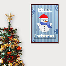 Grafika - Vianočná grafika cartoon (snehuliačik) - 14245108_