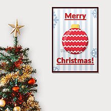 Grafika - Vianočná grafika cartoon (vianočná guľa cik-cak) - 14245116_