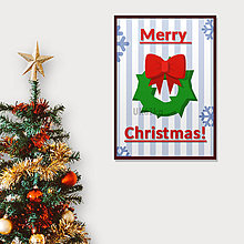 Grafika - Vianočná grafika cartoon (vianočný veniec) - 14245117_
