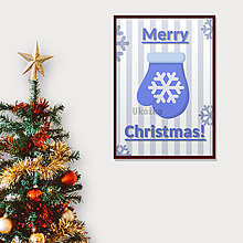 Grafika - Vianočná grafika cartoon (rukavica a snehová vločka) - 14245261_