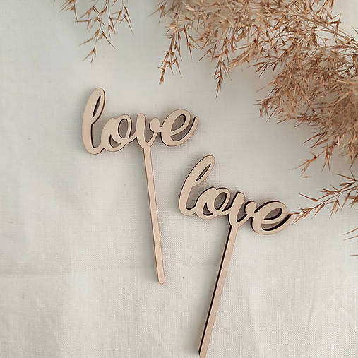 Dekorácie - Set zápichov na koláče - Love - 14247599_