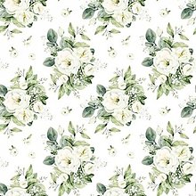 Textil - biele kvety, extra kvalitný 100 % bavlnený perkál, šírka 150 cm - 14248134_