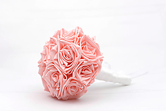 Kytice pre nevestu - Saténová kytica svadobná ružová ruže - 14247303_