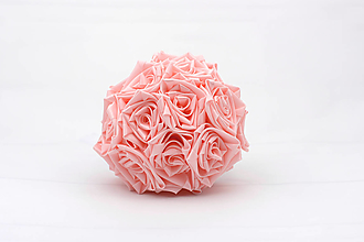 Kytice pre nevestu - Saténová kytica svadobná ružová ruže (kytica) - 14247307_