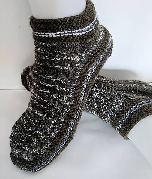 Ponožky, pančuchy, obuv - Pánske pletené papuče - 14247929_