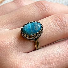 Prstene - Blue Sea Jasper & Bronze Ring / Bronzový vintage prsteň s morským jaspisom tyrkysovým - 14250136_