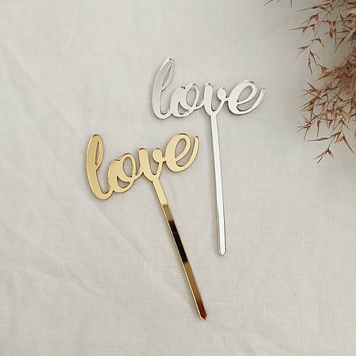 Dekorácie - Zrkadlový zápich na koláče - Love - 14253034_