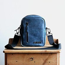 Pánske tašky - Pánska kožená crossbody taška *modrá* - 14253497_