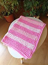 Detský textil - Ručně pletená žinylková deka pro miminko - pruhovaná - 14252449_
