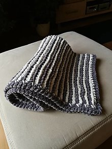 Detský textil - Ručně pletená žinylková deka pro miminko - pruhovaná  (Šedá) - 14252417_