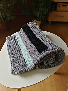 Detský textil - Ručně pletená žinylková deka pro miminko - pruhovaná  (Šedá) - 14252695_
