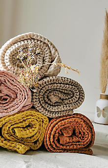 Úžitkový textil - Ľanový waflový uterák 100x50 cm (W3 žltá) - 14250812_