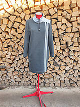 Šaty - Teplákové šedé mini šaty z bavlny - 14250764_