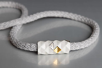 Iné šperky - origami (bielo-sivá šnúra) - 14253154_