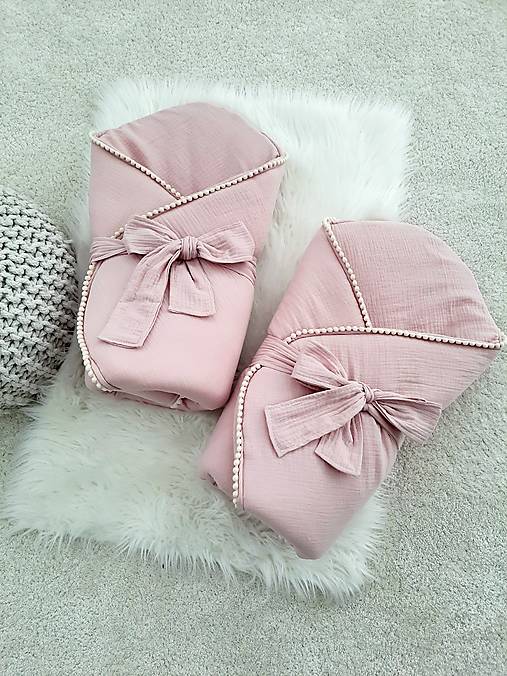 Detský textil - Mušelínová zavinovačka pastel ruzova 70x70cm - 14258284_