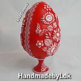 Dekorácie - Vajíčko zo stojanom s 3D kvetinovým motívom - 14254413_