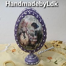 Dekorácie - Vajíčko so stojanom - retro fialové - 14255528_