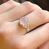 Prstene - Rose Quartz Filigree Flower AG925 Silver Ring  / Strieborný prsteň s ruženínom E012 - 14254952_