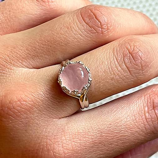 Rose Quartz Filigree Flower AG925 Silver Ring  / Strieborný prsteň s ruženínom E012