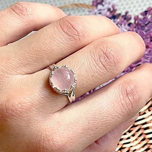 Rose Quartz Filigree Flower AG925 Silver Ring  / Strieborný prsteň s ruženínom E012