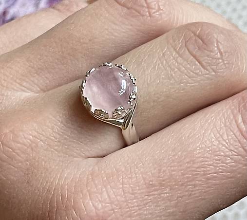 Rose Quartz Filigree Flower AG925 Silver Ring  / Strieborný prsteň s ruženínom E012