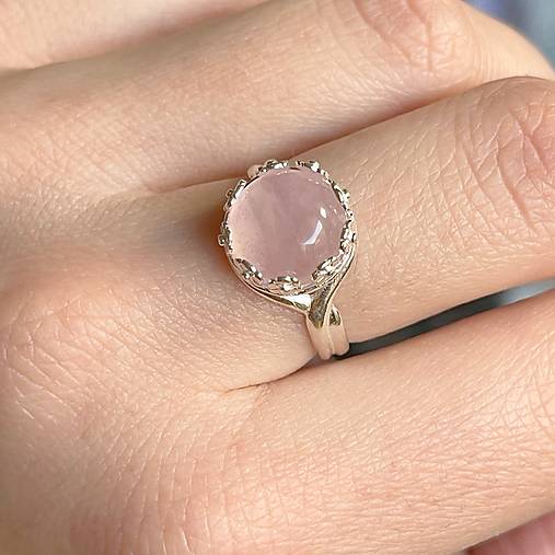 Rose Quartz Filigree Flower AG925 Silver Ring  / Strieborný prsteň s ruženínom E012