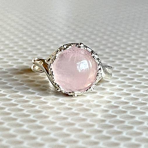 Rose Quartz Filigree Flower AG925 Silver Ring  / Strieborný prsteň s ruženínom E012