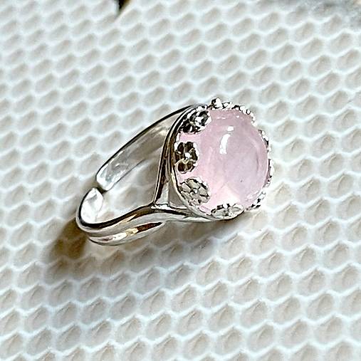 Rose Quartz Filigree Flower AG925 Silver Ring  / Strieborný prsteň s ruženínom E012