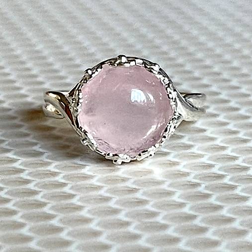 Rose Quartz Filigree Flower AG925 Silver Ring  / Strieborný prsteň s ruženínom E012