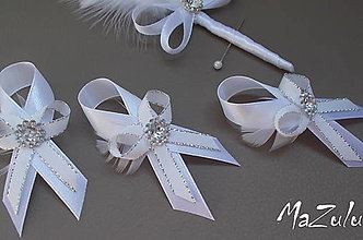 Svadobné pierka - svadobné pierko bielo@strieborne s perím (svadobné pierko pre hostí) - 14255562_