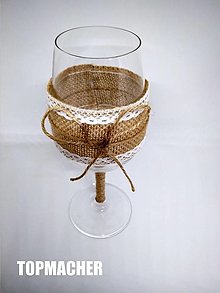 Nádoby - Svadobný jutový pohár - víno - 14255047_