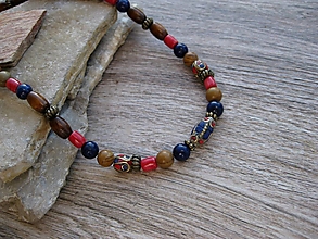 Pánske šperky - Pánsky náhrdelník okolo krku z tibetských korálkov a minerálov, č.3506 - 14254764_