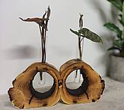 Dekorácie - Malá stolová váza so sklenenou skúmavkou na čerstvé a suché rastliny - 14254916_