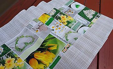 Úžitkový textil - Stredový obrus tulipány,narcisy,margarétky - 14262020_