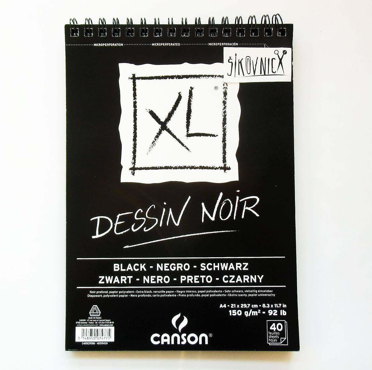 Skicár CANSON XL Dessin Noir, 150g/m2, A4, 40 listov, krúžková väzba