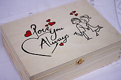 Zásnubný /svadobný/ dar- borovicová krabička plná lásky