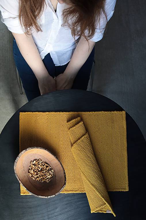Úžitkový textil - Prestieranie MUSTARD, hnedožltá, horčica - 14264220_