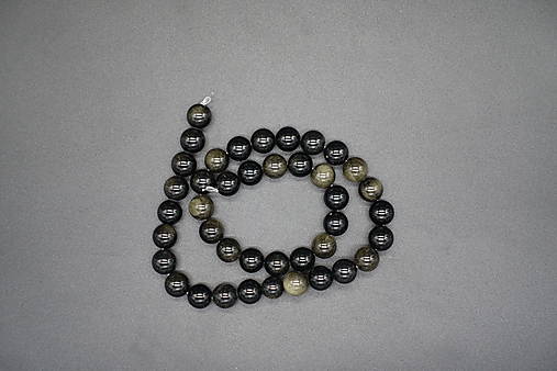 Minerály - Obsidián zlatý 4-6-8-10-12 (41ks (10mm)) - 14263178_