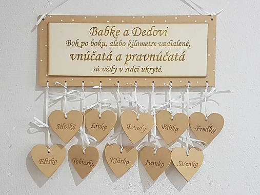 Tabuľka 30x15cm babke a dedkovi (do 10ks srdiečok)