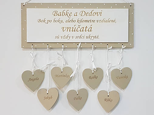 Tabuľka 30x15cm babke a dedkovi (do 10ks srdiečok)