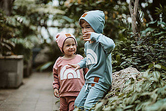 Detské oblečenie - Tepláková mikina s dúhou (Pastel. žltá) - 14268322_