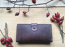 Peňaženky - Kožená peňaženka, ručne šitá a farbená III. - 14269739_