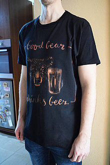 Pánske oblečenie - Pánske tričko "Good bear drinks beer." (Monochróm) - 14268272_