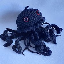Dekorácie - Medúza - bavlnená háčkovaná hračka či dekorácia (čierna) - 14269685_