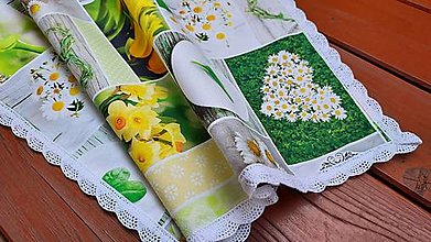 Úžitkový textil - Obrus s čipkou tulipány,narcisy ,margarétky - 14271608_