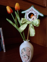 Návody a literatúra - Návod na háčkovanú vtáčiu budku dekorácia do vázy - 14270642_