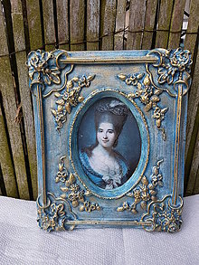 Dekorácie - Vintage obrázok - Dáma v modrom - 14271817_