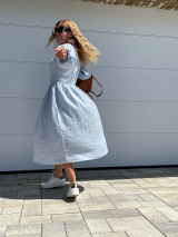 Šaty - Vzdušné ľanové šaty - Fénix (nezábudková) - 14270879_